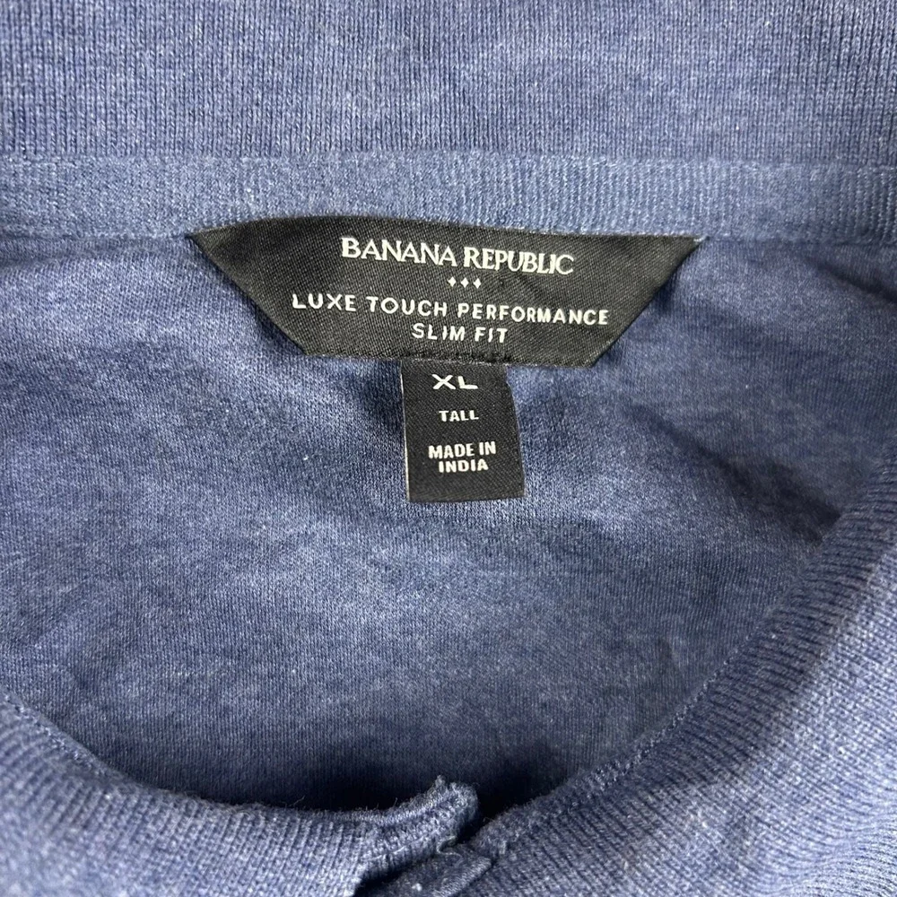 Banana Republic Luxe Touch Performance Polo Shirt Mens XL Tall Blue Slim Fit